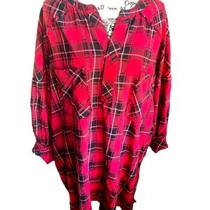Free People Womens Plaid Oversized Tunic